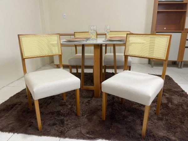 Mesa de Jantar Bali 1.20×0.80 Com 4 Cadeiras Grécia – Cinamomo/Off White - Imagem 3