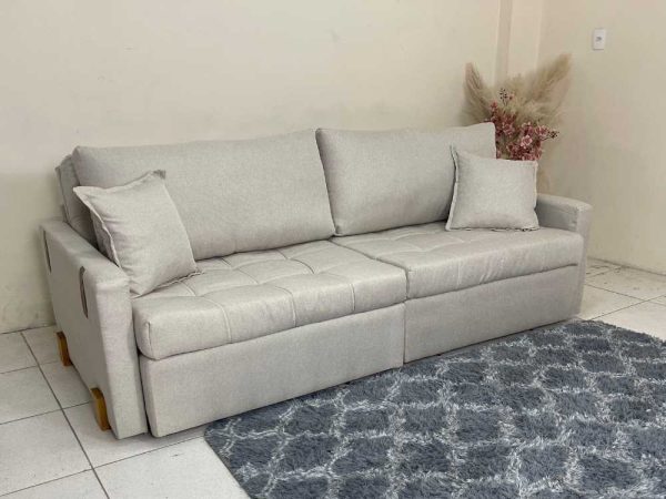Sofá Cama/Retrátil Chicago 2.20m - Bege Linho - Imagem 3