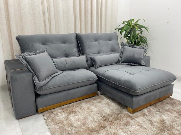 Sofá Retrátil e Reclinável Kioto 2.30m - Cinza Veludo - Imagem 5