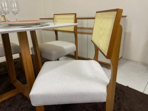 Mesa de Jantar Bali 1.20×0.80 Com 4 Cadeiras Grécia – Cinamomo/Off White - Imagem 4