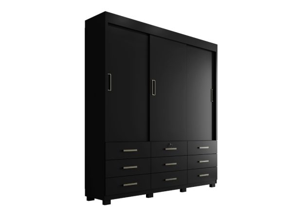 Guarda-Roupa Itapema II 3 portas de correr Sem espelho 9 gavetas - Preto - Imagem 2
