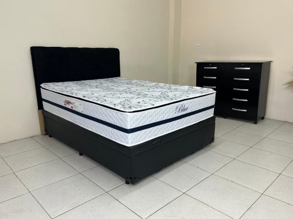 Combo Colchão Blue Molas Ensacadas Queen – 158x198x32 + Base Box Baú Classic Queen – Preto Corino