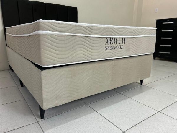 Combo Colchão Airtech SpringPocket Molas Ensacadas Casal – 138x188x30 + Base box Sommier camurça bege - 138x188x30 - Imagem 2
