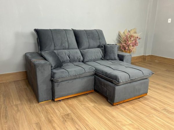Sofá Retrátil Reclinável Oásis 1.80m - Cinza Veludão - Imagem 6
