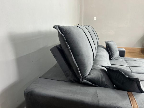 Sofá Retrátil Reclinável Oásis 1.80m - Cinza Veludão - Imagem 8