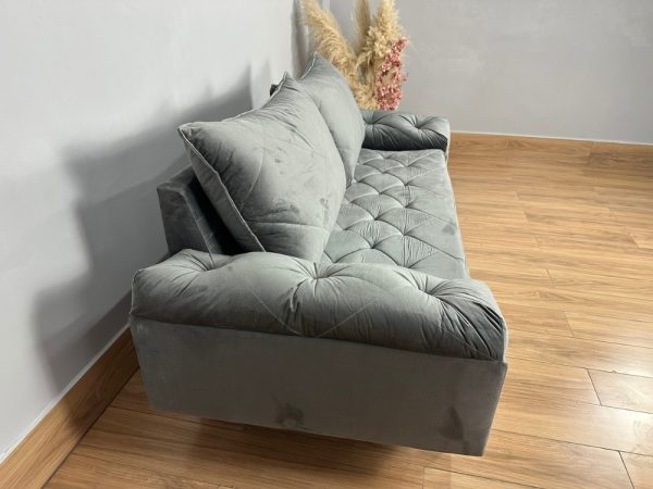 Sofá 3 lugares Berlim 2.00m - Cinza Veludo - Imagem 3