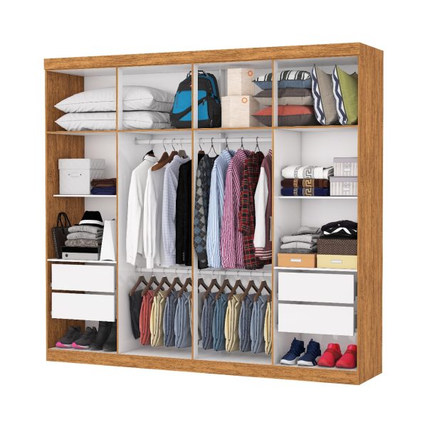 Guarda-Roupa Rubi 8 Portas e 4 Gavetas - Cinamomo/Branco - Imagem 3