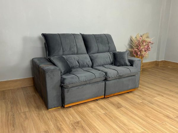 Sofá Retrátil Reclinável Oásis 1.80m - Cinza Veludão - Imagem 7