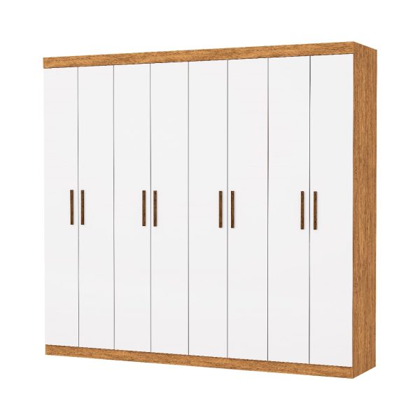 Guarda-Roupa Rubi 8 Portas e 4 Gavetas - Cinamomo/Branco - Imagem 2