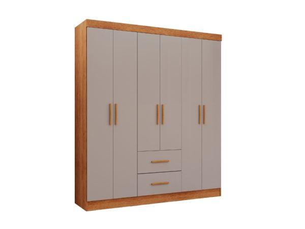 Alternative view of Guarda-Roupa Estrela 6 portas - Cinamomo/Off White