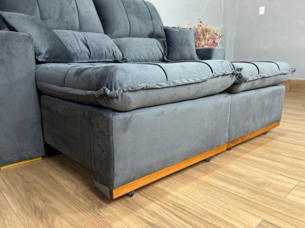 Sofá Retrátil Reclinável Oásis 1.80m - Cinza Veludão - Imagem 3