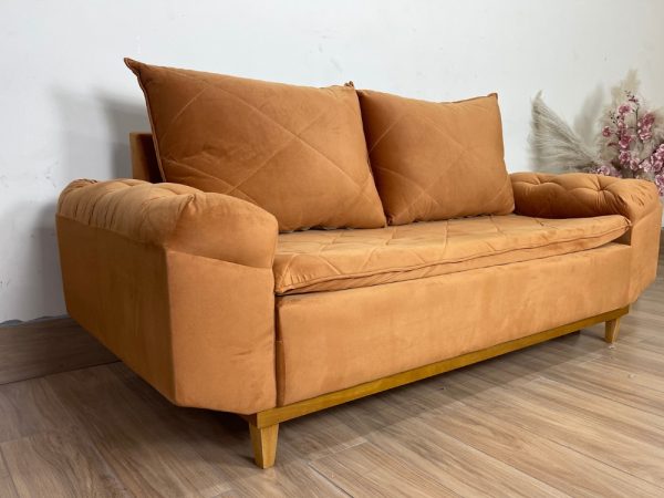 Sofá 3 lugares Berlim 2.00m - Terracota Veludo - Imagem 3