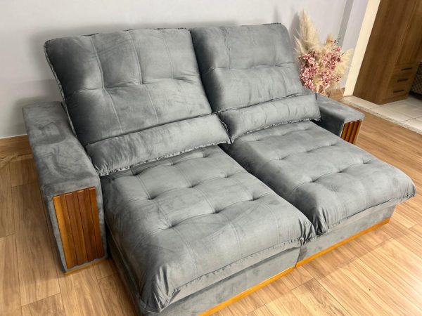 Sofá Retrátil e Reclinável Búzios 2.50m - Cinza Veludo - Imagem 5