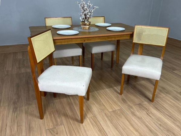 Mesa de Jantar Alegra 1.20x0.80 Com 4 Cadeiras Grécia - Cinamomo/Bege - Imagem 3
