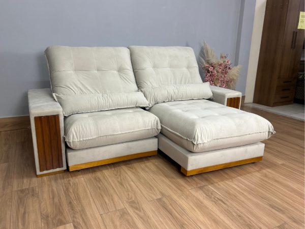 Sofá Retrátil e Reclinável Búzios 2.50m - Bege Veludo - Imagem 7