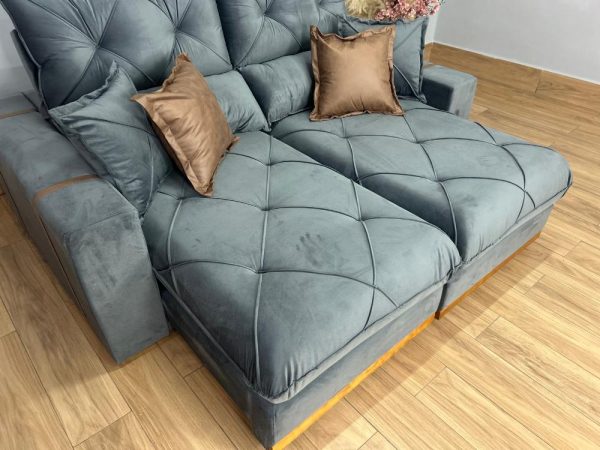Sofá Retrátil e Reclinável Gran Bello 2.00m - Cinza Veludo - Imagem 9