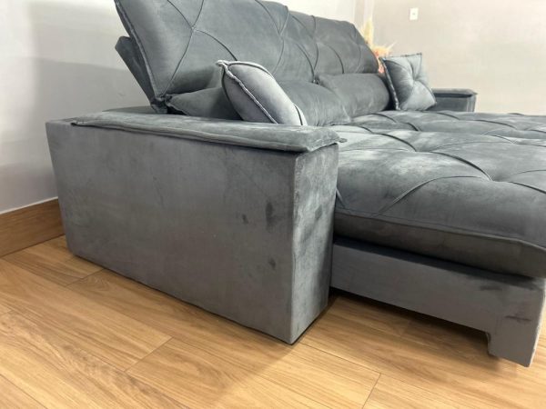 Sofá Retrátil e Reclinável Milano 2.50m - Cinza Veludo - Imagem 6