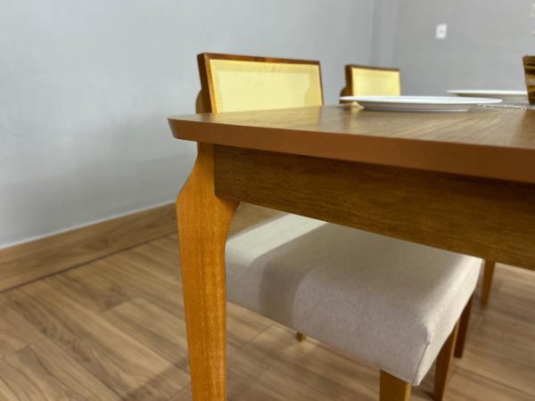 Mesa de Jantar Alegra 1.60x0.80 Com 6 Cadeiras Grécia - Cinamomo/Bege - Imagem 4
