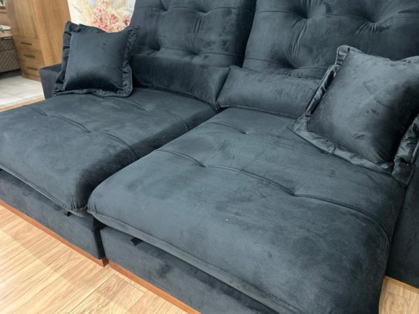 Sofá Retrátil e Reclinável Toronto 2.50m - Preto Veludo - Imagem 3