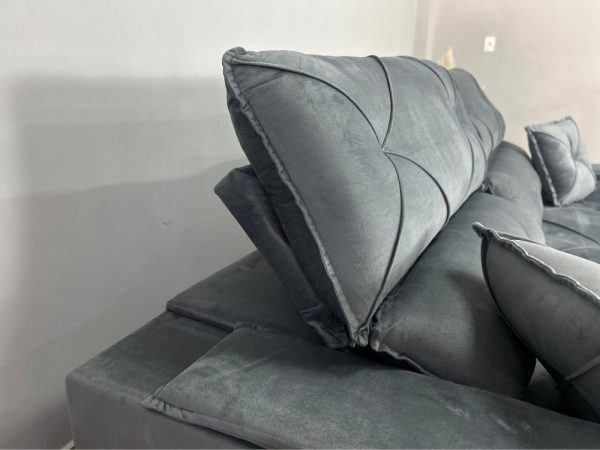 Sofá Retrátil e Reclinável Milano 2.50m - Cinza Veludo - Imagem 5