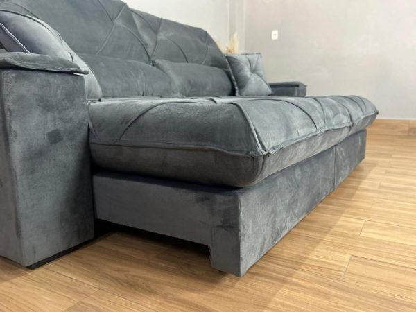 Sofá Retrátil e Reclinável Milano 2.50m - Cinza Veludo - Imagem 11