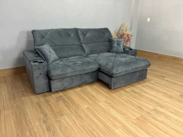Sofá Retrátil e Reclinável Milano 2.50m - Cinza Veludo - Imagem 10