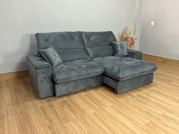 Sofá Retrátil e Reclinável Milano 2.50m - Cinza Veludo - Imagem 9