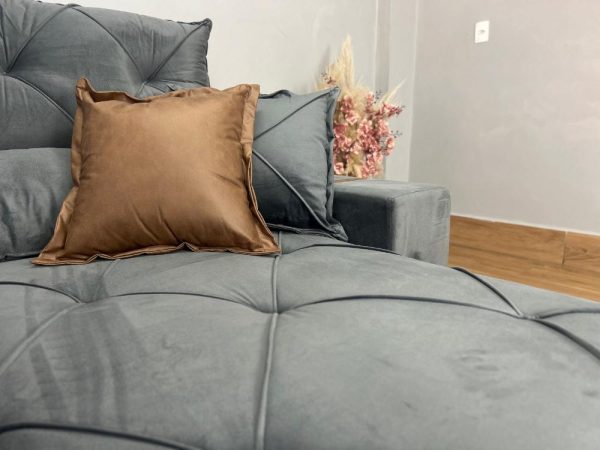 Sofá Retrátil e Reclinável Gran Bello 2.00m - Cinza Veludo - Imagem 3