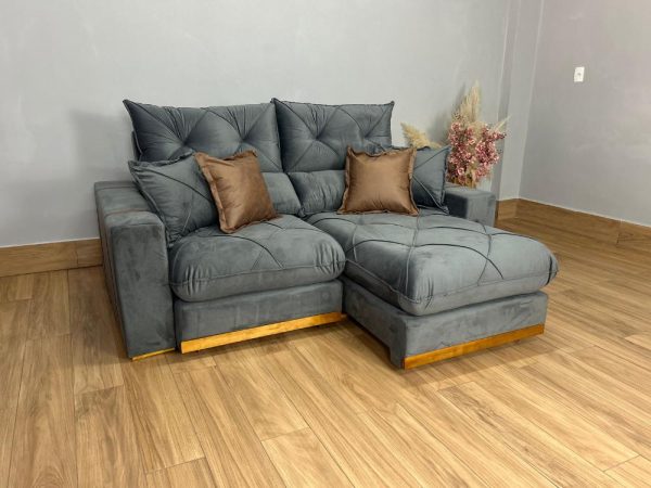 Sofá Retrátil e Reclinável Gran Bello 2.00m - Cinza Veludo - Imagem 8