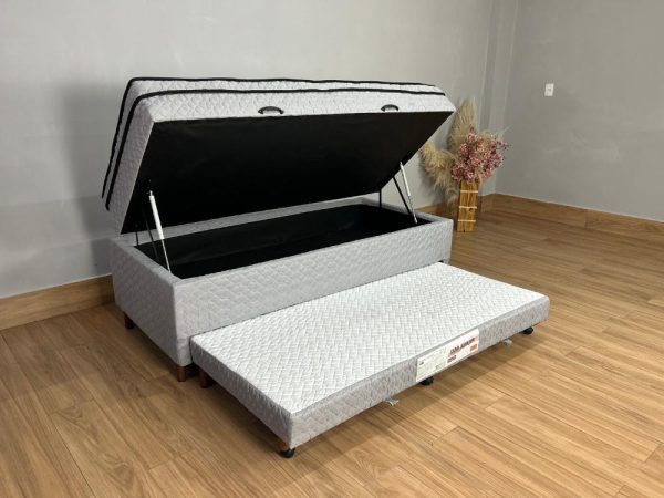 Cama Box Baú Sublime Molas Solteiro Com Auxiliar - 88X188X57