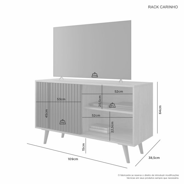 Alternative view of Rack Carinho 43" - Cinamomo/Preto