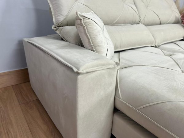 Sofá Retrátil e Reclinável Milano 2.50m - Bege Veludo - Imagem 8