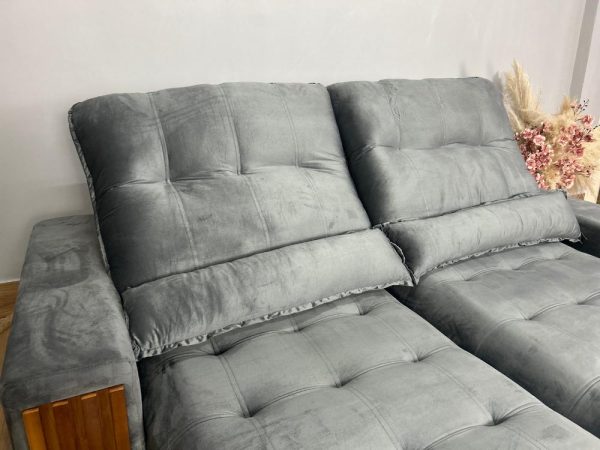 Sofá Retrátil e Reclinável Búzios 2.30m - Cinza Veludo - Imagem 4