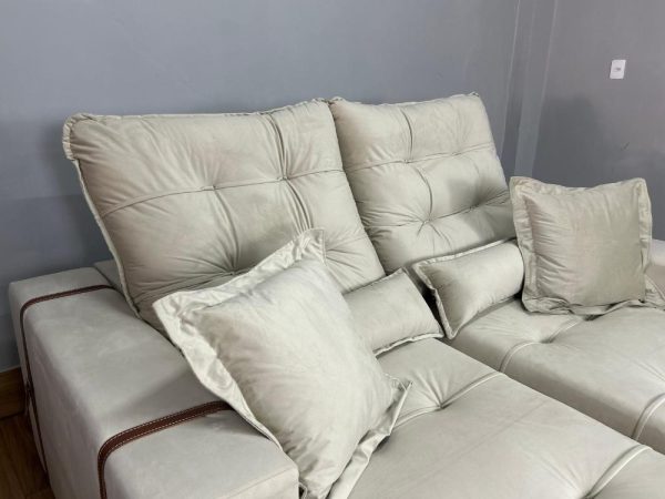 Sofá Retrátil e Reclinável Istambul 2.90m - Bege Veludo - Imagem 5