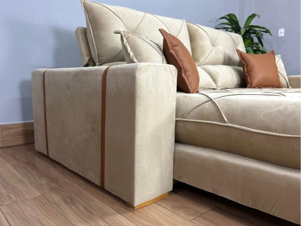 Sofá Retrátil e Reclinável Gran Bello 2.30m - Bege Veludo - Imagem 8