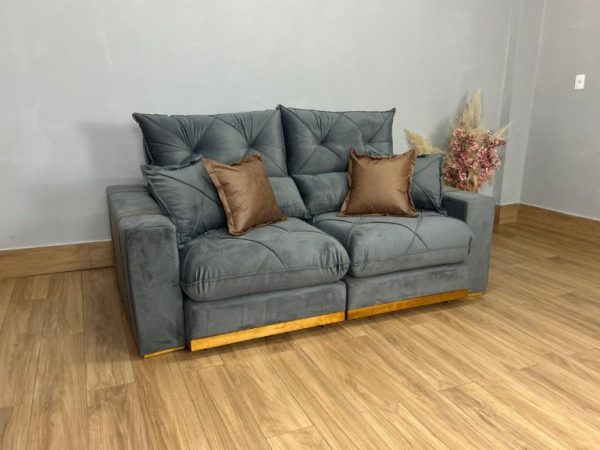 Sofá Retrátil e Reclinável Gran Bello 2.30m - Cinza Veludo - Imagem 3