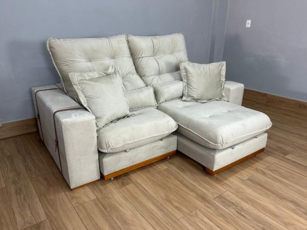 Sofá Retrátil e Reclinável Istambul 2.90m - Bege Veludo - Imagem 2