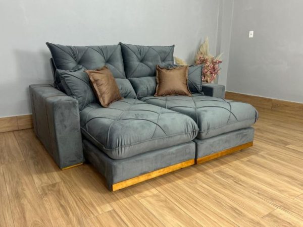 Sofá Retrátil e Reclinável Gran Bello 2.30m - Cinza Veludo