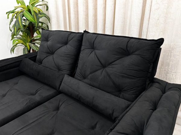 Sofá Retrátil Reclinável Brasão 2.00m- Preto Veludo - Imagem 7