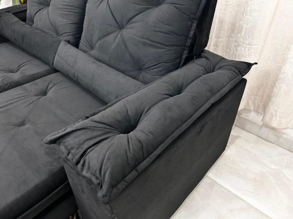 Sofá Retrátil Reclinável Brasão 2.00m- Preto Veludo - Imagem 5