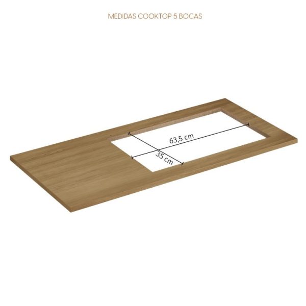 Balcão Cronus Cooktop 5 Bocas - Cinamomo/Off White - Imagem 3