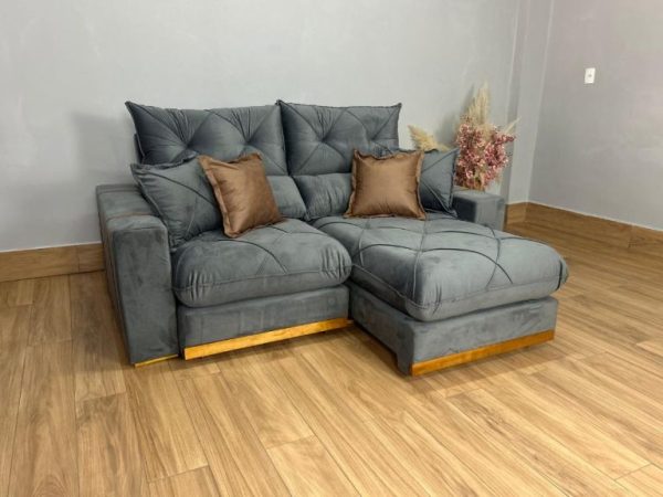Sofá Retrátil e Reclinável Gran Bello 2.30m - Cinza Veludo - Imagem 2