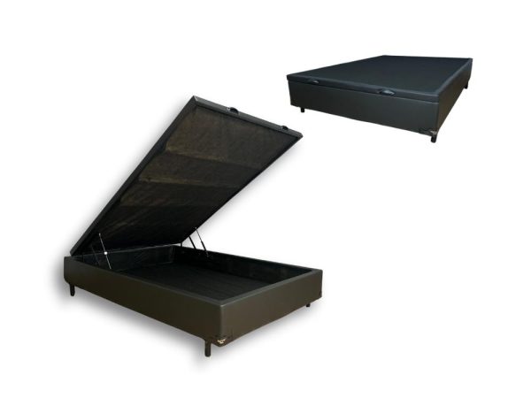 Base Baú Classic Casal - Preto Corino