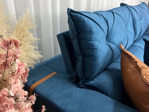 Sofá Retrátil e Reclinável Gran Bello 2.30m - Azul Veludo - Imagem 9