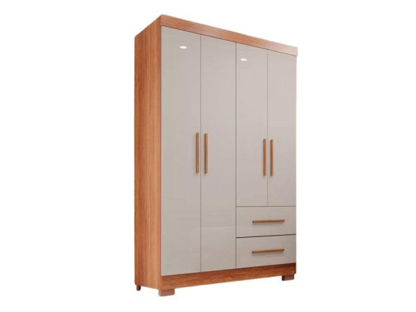 Alternative view of Guarda Roupa Estrela 4 portas - Cinamomo/Off White