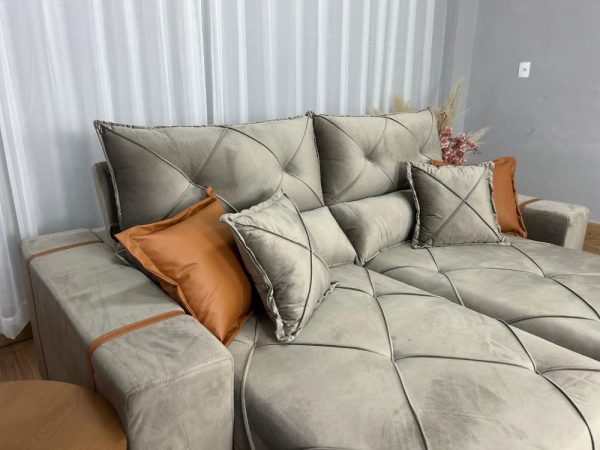 Sofá Retrátil e Reclinável Gran Bello 2.30m - Capuccino Veludo - Imagem 2