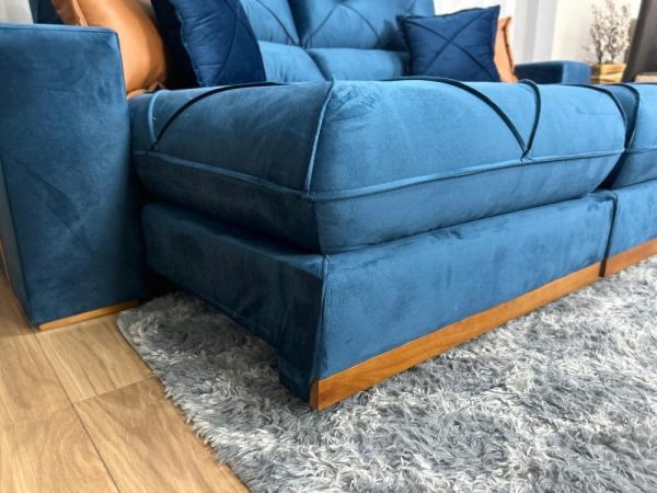 Sofá Retrátil e Reclinável Gran Bello 2.30m - Azul Veludo - Imagem 8