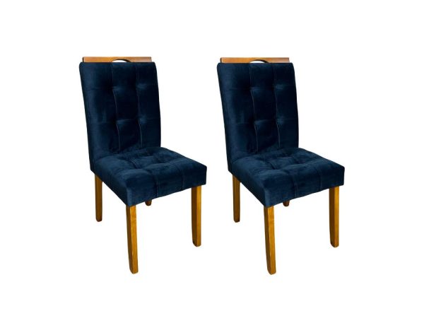 Conjunto Cadeiras Londres 2 unidades - Cinamomo/Azul Veludo