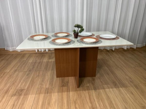 Mesa de Jantar Helo 1.60×0.90 Com 6 Cadeiras Jasmim - Freijó/Off White/Cinza Veludo - Imagem 10