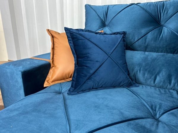 Sofá Retrátil e Reclinável Gran Bello 2.30m - Azul Veludo - Imagem 11